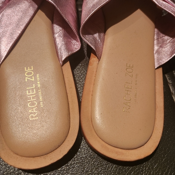 Rachel Zoe Metallic Pink Leather Knot Flat Sandal - Picture 7 of 9